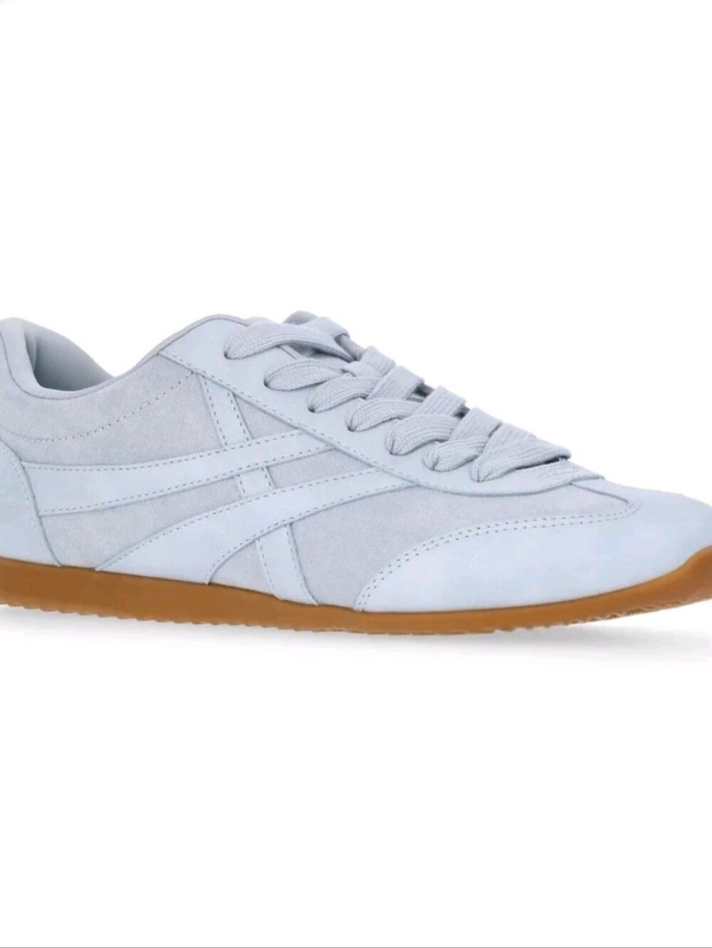 Time and Tru Light Womens Light Blue Lace-Up Sneakers with Gum Sole